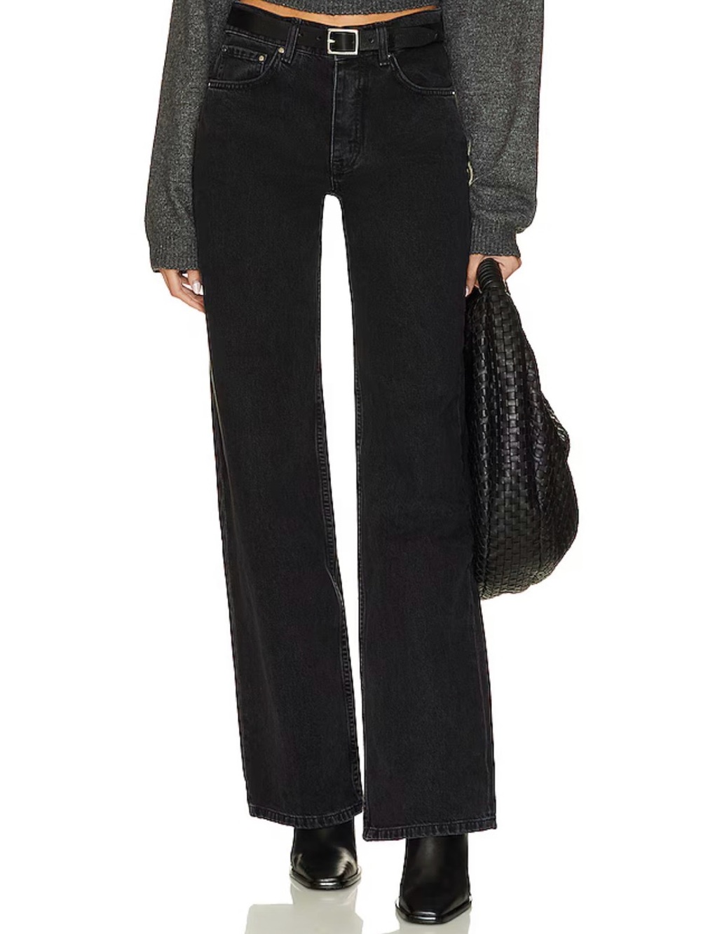 NWOT Anine Bing Hugh Wide Leg Jeans Black